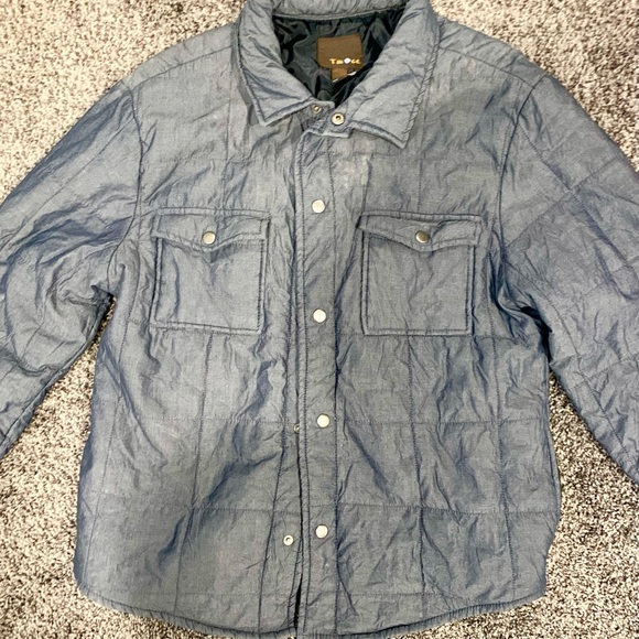 DENIM BLUE QUILTED JACKET - Picture 1 of 4